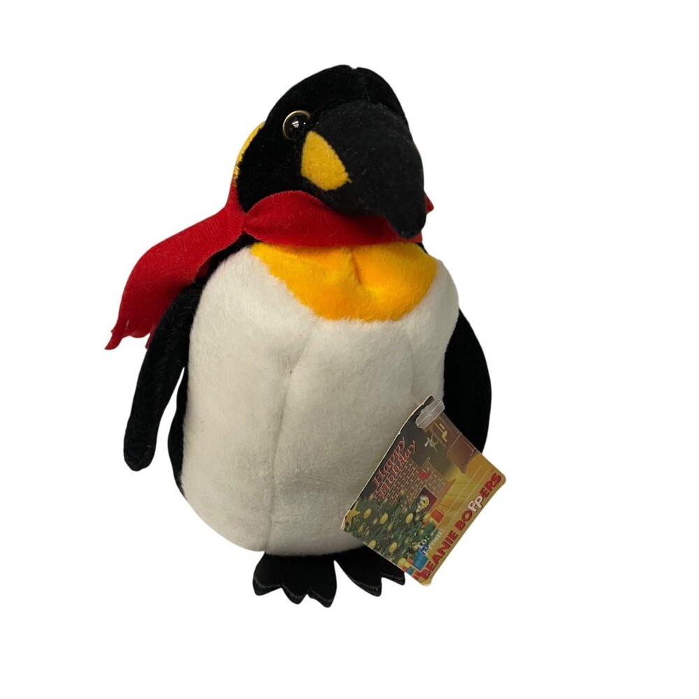 Vintage 24K Company Beanie Boppers Napoleon Penguin Plush With Red‎ Scarf
